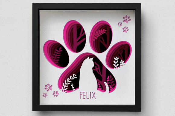 3D Cat Paw Shadow Box SVG for Modern Branding Projects
