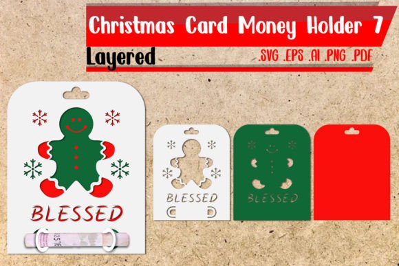3D SVG Christmas Card Money Holder Layered 7: A Festive Branding Asset for Small Businesses