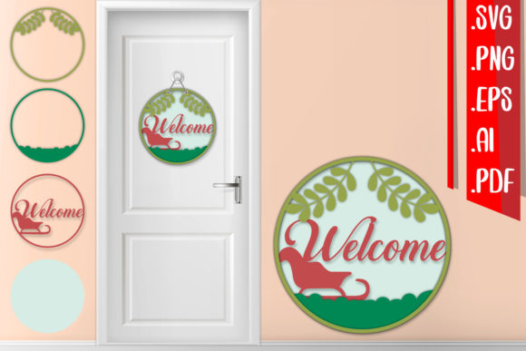 3D SVG Christmas Layered Door Sign 8: A Festive Branding Asset