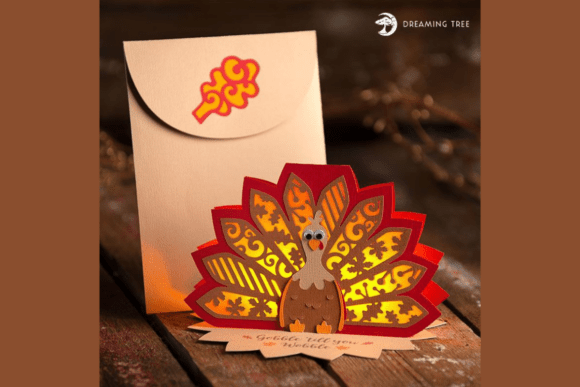 3D SVG Turkey Tea Light Card for Thanksgiving Branding