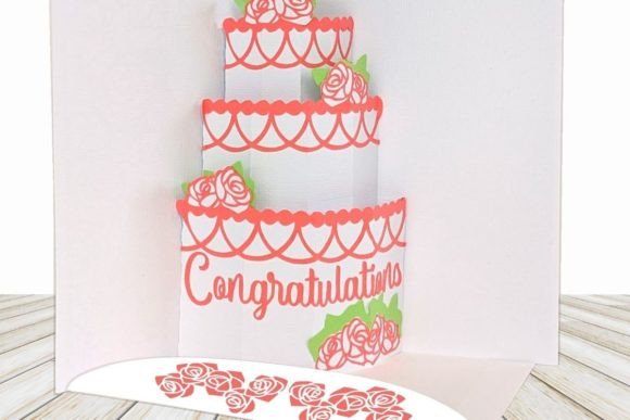 3D SVG Wedding Cake Pop-Up Card for Cards And Invites