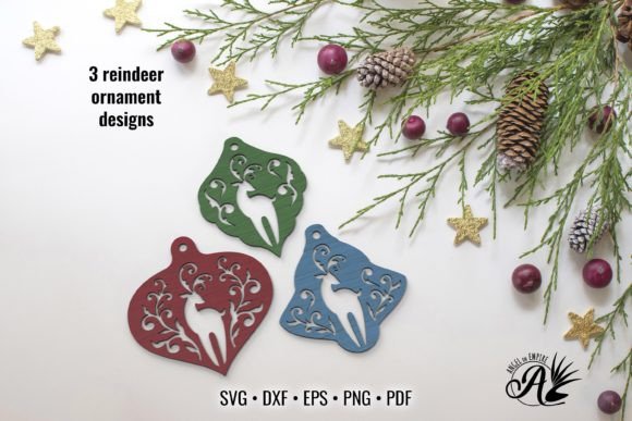 3D SVG Winter Reindeer Ornaments for Christmas Creations