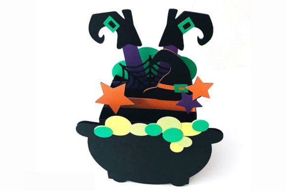 3D SVG Witches Calderon Card for Halloween Projects