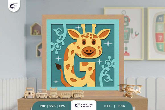 Alphabet Animal Letter G 3D Shadow Box for Birthday Branding