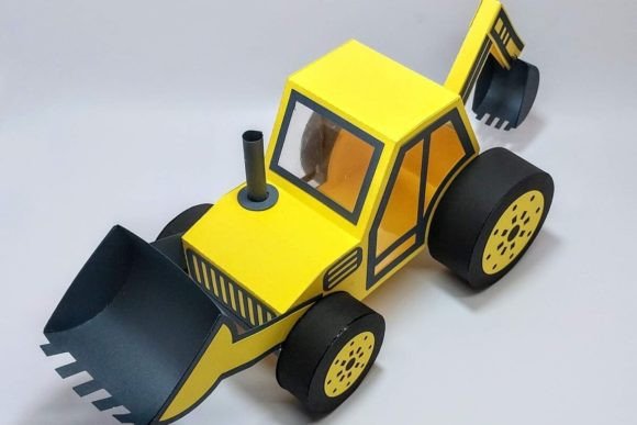 Backhoe Machine 3D SVG for Paper Toys