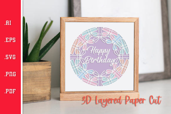 Birthday Gifts - 3D Layered Paper Cut: A Vibrant Graphic for Crafts and Creative Projects