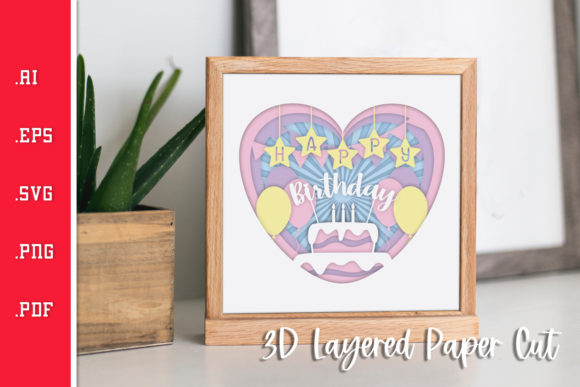 Birthday Love 3D SVG: A Stylish Shadow Box for Content Creators