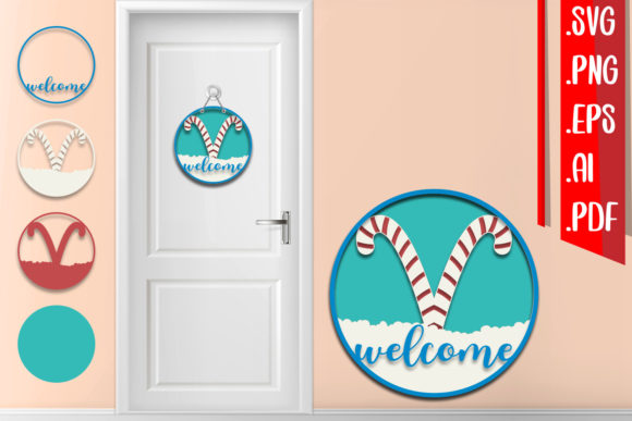Christmas Layered Door Sign 6 – A 3D SVG for Seasonal Digital Sellers
