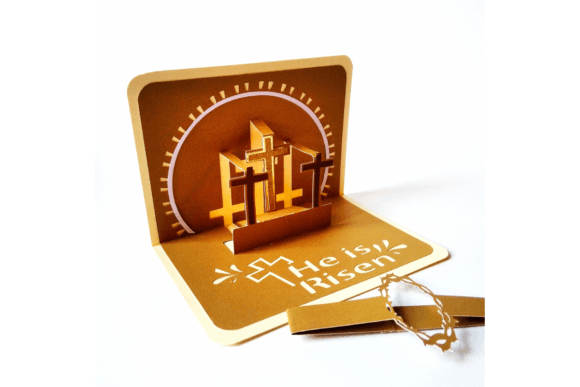 Easter Crosses Pop-Up Card: A 3D SVG Graphic Design Asset for Content Creators