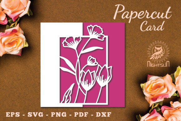 Flowers Papercut Card Template SVG 4 for Cards And Invites