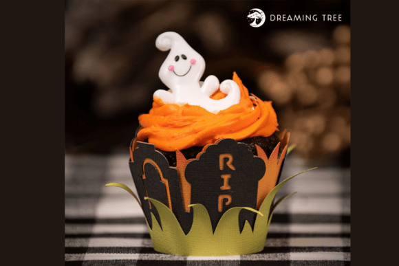 Graveyard Cupcake Wrapper 3D SVG Freebie for Creative Projects
