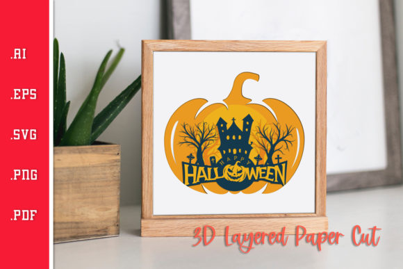 Halloween Pumpkin - 3D Layered Paper Cut SVG for Crafts & Graphics