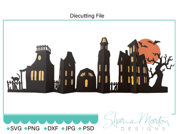 Haunted House Display 3D SVG for Spooky Branding and Marketing