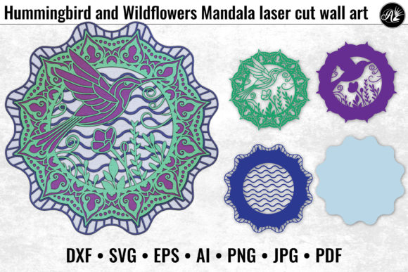 Hummingbird and Wildflowers Mandala 3D SVG for Crafters