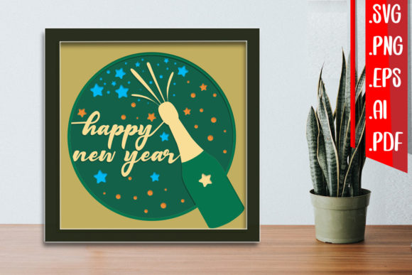 Layered New Year Papercut SVG: A 3D Shadow Box Graphic for Content Creators