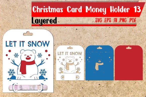 Let It Snow Money Holder Layered 3D SVG for Christmas Crafts