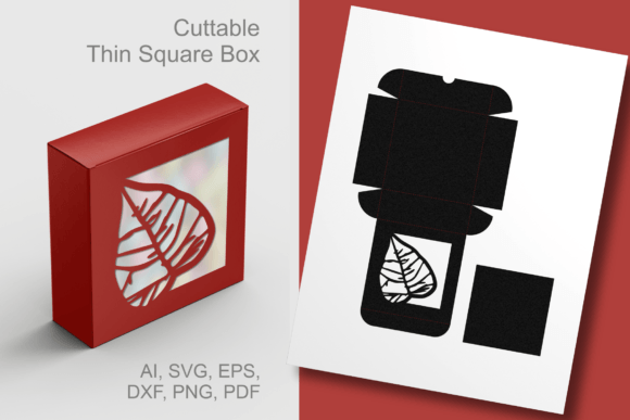 Linden Leaf in Square Window – 3D SVG Shape for Crafters