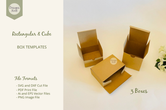 Rectangular and Cube Box Templates TRIO: 3D SVG Shapes for Creative Branding