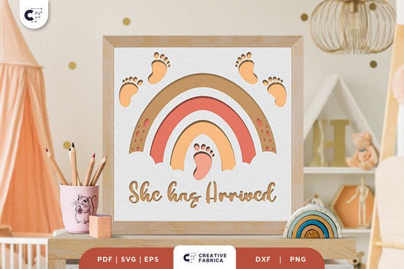 She Has Arrived Boho Rainbow 3D SVG for Baby Projects
