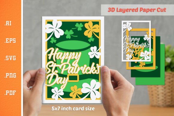 St Patricks Day Layered Paper Cut SVG for Website and Editorial Design